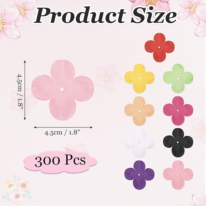 PATIKIL 1.8 Inch (4.5cm) Flowers Patch, 300Pcs Artificial Flowers Handmade Patches Silk Cloth Applique for Scrapbooking Wedding DIY Craft Supplies Card, Pink