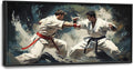 Martial Fighter Wall Art Large Karate Pictures Wall Decor Taekwondo Canvas Prints Painting Framed Artwork Oversize Home Decoration for Gym Bedroom Living Room Office 60"x30"