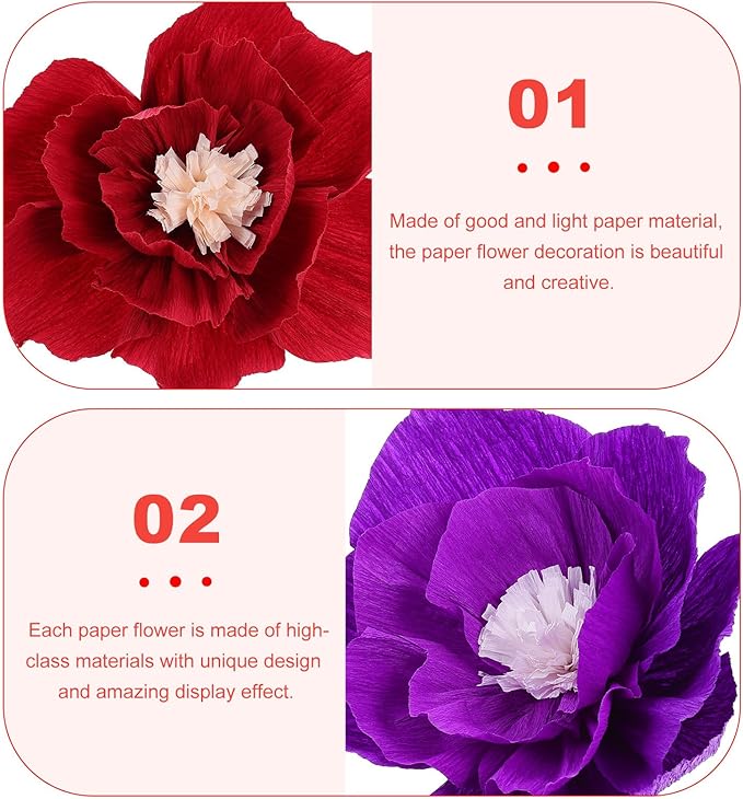 11Pcs Mixed Color Paper Flowers Wall Decorations for Living Party Nursery Holiday Background Showcase Crepe Tissue Floral Decor