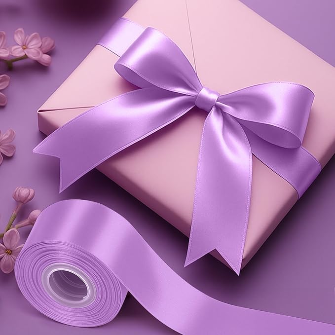 Fullive Lavender Ribbons, 1 1/2 Inch 30 Yards Ribbons for Crafts, Polyester Satin Ribbon for Gift Wrapping for Birthday Wedding Graduate Valentines Day Decorations Wrapping Bouquet Floral Arrangements