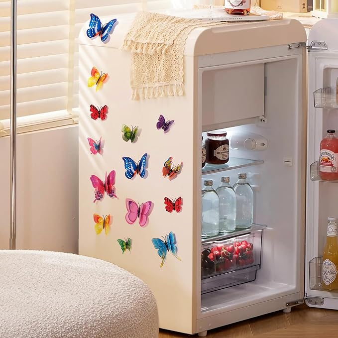SAOROPEB 3D Butterfly Wall Decor, 72 Pcs Double Layer Butterfly Decorations for Party Decorations Locker Decor Refrigerator Decal, Reusable (Colorful)
