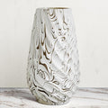 10 inch Tall Ribbed Ceramic Vase for Flowers,Boho Vases for Pampas Grass,Fluted vase,Simple Modern Decorative Vase for Home Decor Table Centerpieces (Milk Pattern)