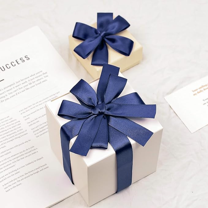 Navy Blue Satin Ribbon, Double Faced 7/8 Inch X 25 Yards Navy Blue Ribbon, Premium Satin Ribbon for Gift Wrapping, Crafts, Hair Bow Making, Sewing, Flower Bouquet, Wedding Party Decor