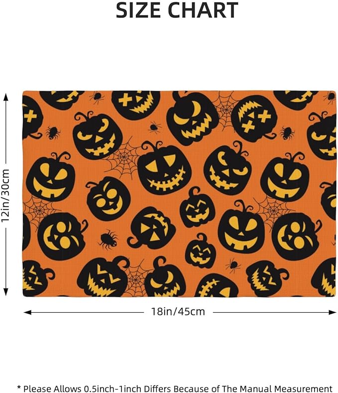 Placemats 4 pcs Halloween Double-Layer Imitation Linen Place Mats Non-Slip Heat-Resistant Tablemats for Home Restaurant Hotel 18×12 Inch