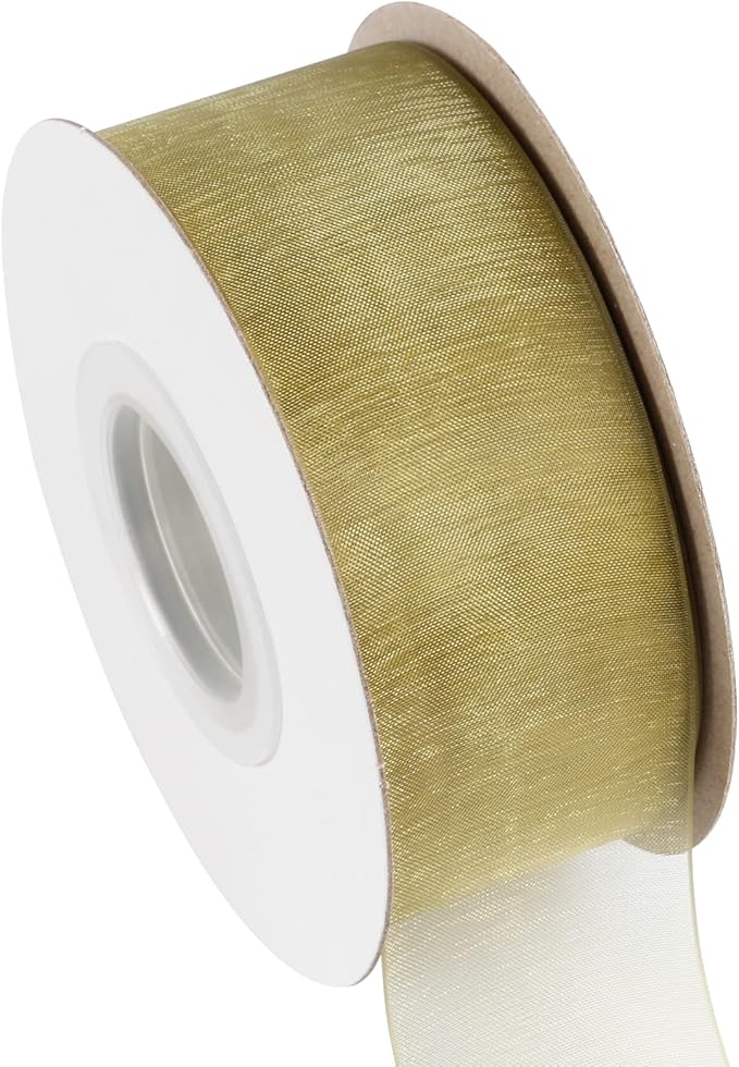 1-1/2 Inch Moss Shimmer Sheer Organza Ribbon Sheer Chiffon Ribbon 50 Yards-Roll Multiple Colors Available for Gift Wrapping Wedding Events Christmas Décor