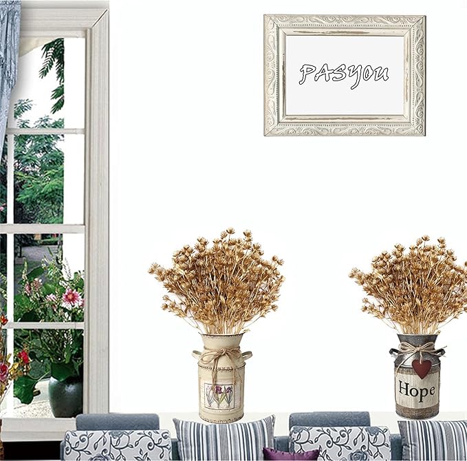 PASYOU Gold Fake Plants, Artificial Flowers Decoration for Christmas Golden Leaves Grass Plastic Faux DIY Crafts Indoor Outdoor Home Garden Party Room Bedroom Wedding Table Centerpiece Decor, 4 Pack