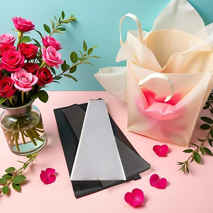 100 Pcs Transparent Flower Packaging Bags,Clear Plastic Flower Bouquet Bag Sleeve Cellophane Bags Rose Packaging Gift Wrap Cellophane for Valentine's Day, Gift Wrap Cellophane Bags