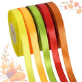 TONIFUL 5 Rolls Thanksgiving Satin Ribbon - 3/8 Inch x 25 Yards Fall Ribbon for DIY Crafts, Gift Wrapping, Table Decor,Wreaths Decor, Autumn Party & Home Decoration (Brown, Orange, Rust, Moss, Yellow)
