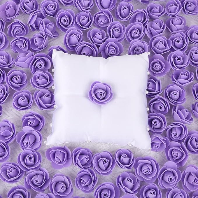 500pcs Mini Foam Rose Heads, Purple Artificial Flower Bulk Foam Rose for Crafts,DIY Wedding Bouquets Baby Shower Centerpieces Floral Arrangements Party Tables Home Decorations(Purple)