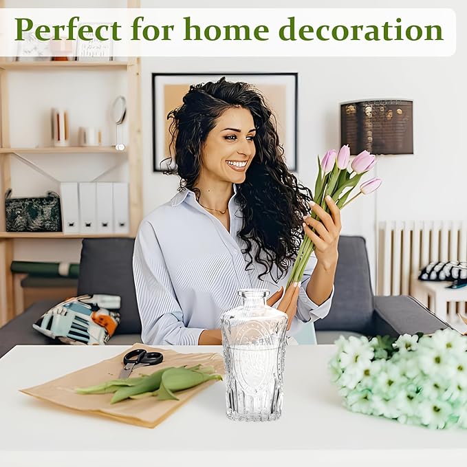 RUCKAE Small Clear Bud Vases Bulk 12 Pack Mini Flower Glass Vases for Centerpiece Table Wedding Decorations Home Decor Party(Transparent)