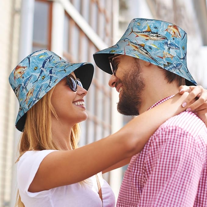 Funny Bucket Hat for Men Women Fashion Unisex Fishing Hat Fisherman Sun Caps Headwear for Outdoor Summer Travel Hiking Beach