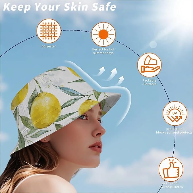 Wildflowers Floral Bucket Hat for Men Women, Summer Vacation Outdoor Travel Reversible Double Side Beach Caps Fisherman Hat