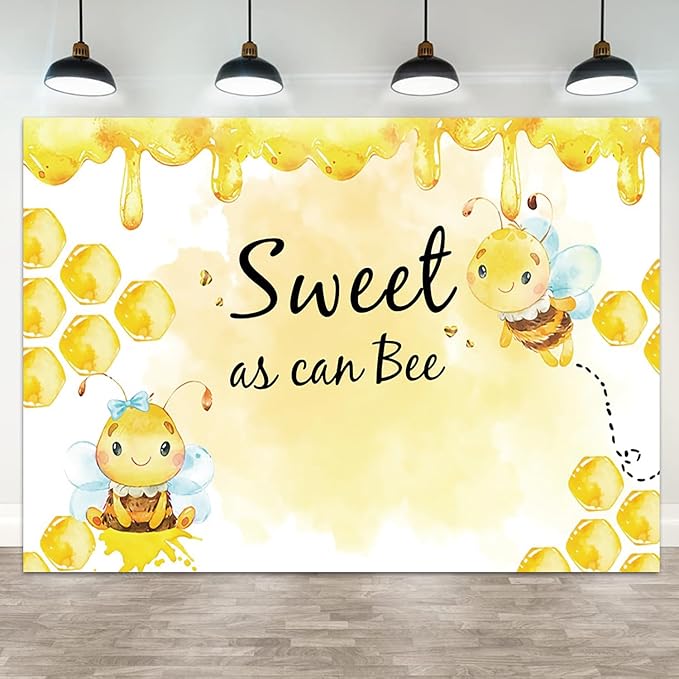 15x8ft Baby Shower Backdrop Sweet as Can Bee Photography Background Honeycomb Honey Yellow Bumblebee Boys Girls Kids Birthday Party Banner Decorations Newborn Gender Reveal Photo Booth Prop