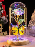 Beferr Christmas Rose Gifts for Women Mom Birthday Gifts, Galaxy Glass Rose Forever Preserved Flowers for Delivery Prime Light Up Rose in Glass Dome with Butterfly Xmas Gifts for Grandma Her Wife