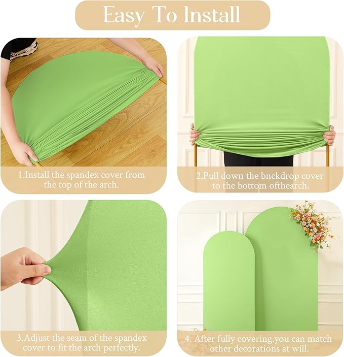 Arch Backdrop Cover Set of 2 Green Arch Cover 7.2 and 6ft Wedding Arch Cover Stretchy Backdrop Bridal Baby Shower Birthday Party Arches Stand Covers Spandex