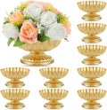 10 Pcs Metal Compote Bowl for Centerpiece Flower Holder Small Compote Vase Indoor Outdoor Flowers Fruits Plant for Christmas Wedding Home Party Decoration (Medium,Bright Gold)