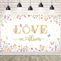 8x6ft Love in Bloom Bridal Shower Decorations Backdrop Wildflower Wedding Shower Background Lower Floral Engagement Wedding Bachelorette Party Decor Supplies Photo Booth Props