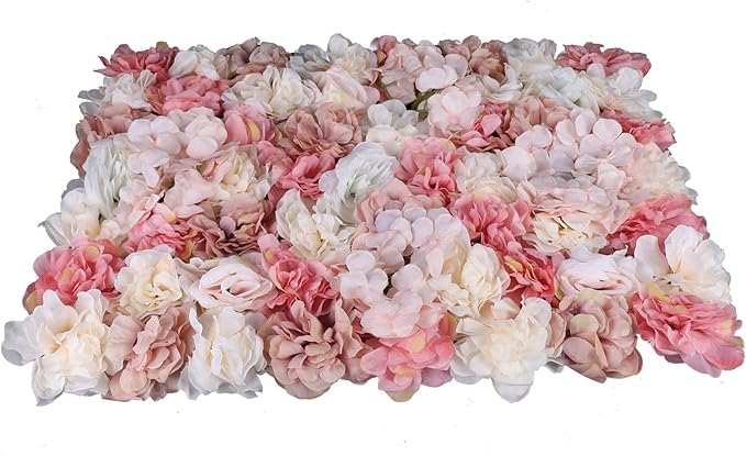 Flower Wall Panels 6pcs 24x15 Inch Artificial Wall Flower Backdrop for Wedding Party Baby Bridal Decor, Hanging Fake Silk Flower Backdrop Wall Decor (6pcs)