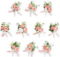 TINGE TIME Boutonniere for Men Wedding,Groom and Best Man Boutonniere for Wedding Ceremony Anniversary, Formal Dinner Party and Rustic Spring Wedding Marriage (10, PeachPink&White)