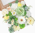 Artificial Flowers, White Green Fake Silk Flower, Silk Flowers with Stems, Wedding Cake Flowers for DIY Wedding Bridal Bouquets Centerpieces Decor