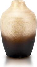 6-inch Mango Wood Flower Vase – Handmade Bottle Shaped Decorative Wooden Tabletop Vase for Rustic Home Décor | Brown to Black Gradient Indoor Centerpiece | Artisan Mango Tree Vase for Dried Flowers