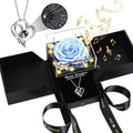 Christmas Birthday Gifts for Women - Preserved Real Rose with I Love You Heart 100-Language Necklace, LED Lights & Music Gift Box, Christmas for Women Girlfriend Mom