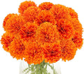 Kimura's Cabin 20Pcs Orange Fake Mums Flowers Artificial Silk Chrysanthemums Faux Ball Flower for Wedding Arrangement Fall Bouquets Home Table Decoration Halloween Thanksgiving Decor(Orange)