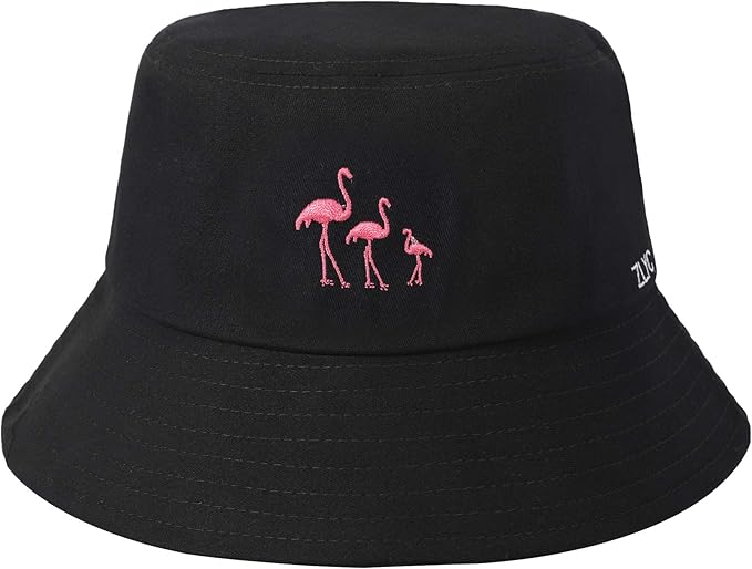 ZLYC Unisex Fashion Embroidered Bucket Hat Summer Fisherman Cap for Men Women