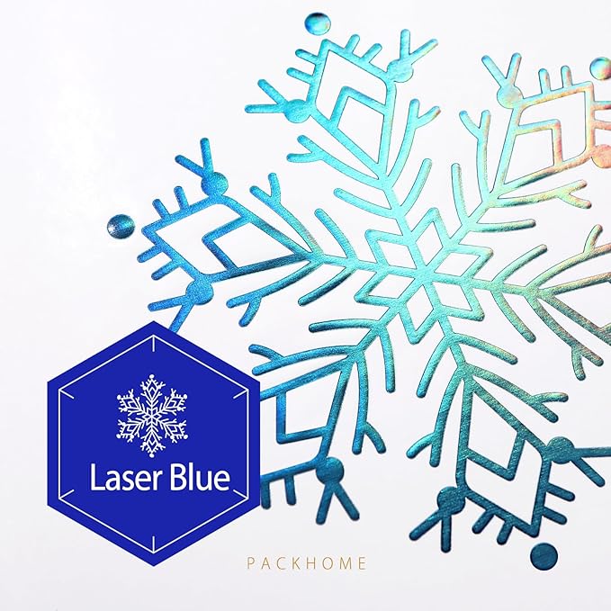 PACKHOME Large Christmas Gift Box 13.5x9x4.1 Inches, Sturdy Collapsible Gift Box with Magnetic Closure Lid (Blue Snowflake Pattern)