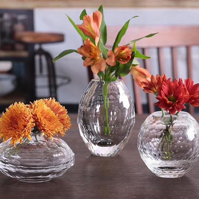 Beatriz Ball Glass Faceted Teardrop Bud Vase (Clear)