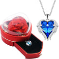 Preserved Real Red Rose with Heart Necklace Gift for Girlfriend. Gifts for Mom Grandma on Mothers Day .Anniversary Birthday Gifts for Her. Birthday Gifts for Women.