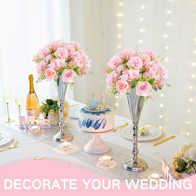 ASTRYAS Pink Peonies Artificial Flowers, 12Pcs Fake Peonies Silk Hydrangea Bouquet for Decoration Faux Peonies Bulk for Florals Arrangements Wedding Party Table Shower (12, Light Pink)
