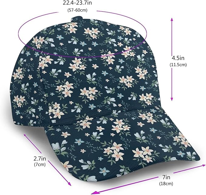 Floral Baseball Cap for Women Fashionable Adjustable Dad Hat Low Profile Running Hat for Summer Sporting Working Hiking
