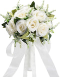 Wedding Bouquets for Bride Bridesmaid Bouquet Ivory Bridal Bouquet Artificial Roses for Wedding Church Home Decoration (Ivory)