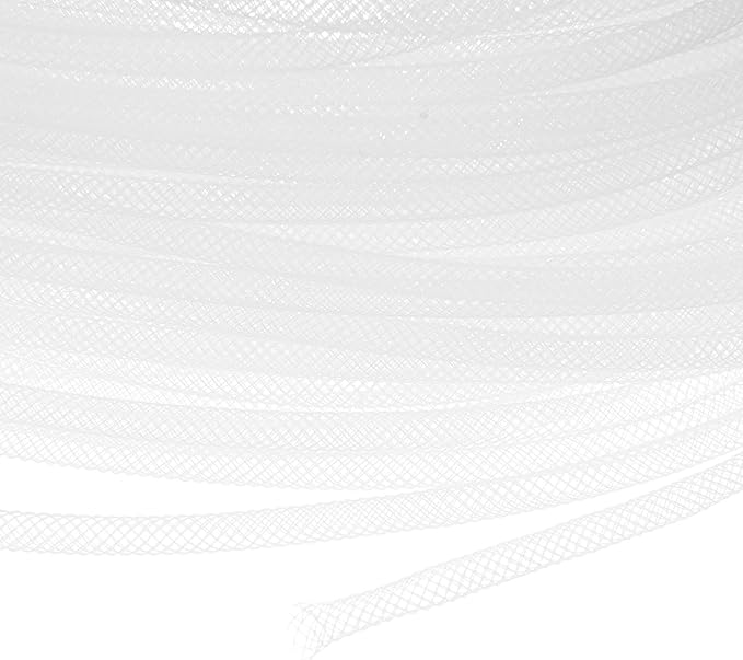 Mesh Tube Ribbon 45 Yards, 4mm Elastic Fabric Ribbons Mesh Tubing for Crafts/Gift Wrapping/Flower Bouquets/Wedding/Birthday/Holiday/Wreaths Christmas/Decoration[White]