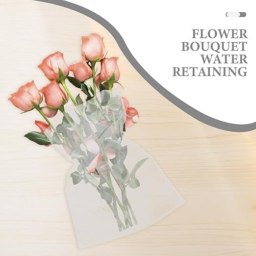 50Pcs Flower Bags, 9.8x5.9in Bouquet Water-retaining Bag, PE Bouquet Flower Water, Transparent -retaining, Rose Packaging for Arrangement