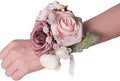 2 Pcs Artificial Flower Wrist Corsage Set, Elastic Wristlet for Prom Wedding Bridesmaid Homecoming Party Anniversary Decoration (Dusty Rose)
