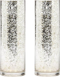Hosley Silver Mercury Glass Vase Set of 2 Pcs, Large Glass Vases for Flowers, Vases in Bulk, Vintage for Centerpieces, Ideal for Home Décor, Livingroom, Office, Spa