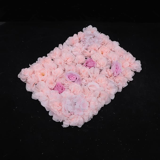 Gdrasuya10 4pcs Realistic Flower Wall Background Artificial Flowers Wall Backdrop Panel 3D Silk Rose Fake Flower Wall Panel Banquet Wedding Party Decor, Photography Background 60 x 40 cm