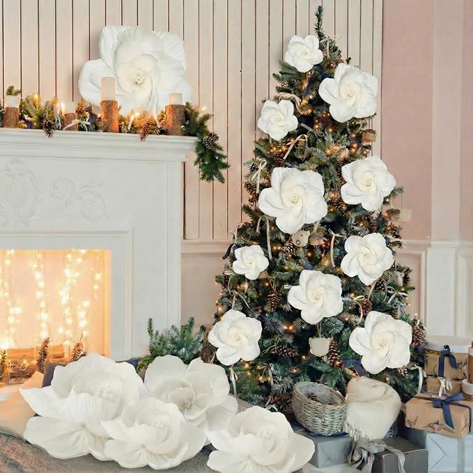 Giant Paper Flowers Artificial Large Paper Flower Decoration for Handcrafted Wall Backdrop Christmas Mexican Wedding Graduation Bridal Shower Birthday Party Supplies(White,18 Pcs)