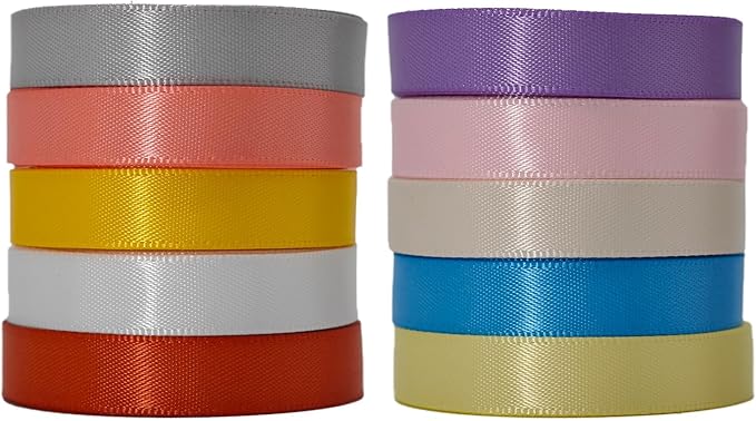3/8 Double-Faced Satin Ribbon 50 Yards Set,“Morning Meadow”–10 Nature Colored Ribbon for Flower Bouquet, Gift Wrapping, DIY Crafts, New Year Easter Wedding Party Spring Decor, Hair & Bows