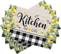 Lemon Kitchen Table Placemats Set of 4 Retro Country Green Leaves Fruit Heat Resistant Table Mats for Home Party Indoor Holiday Decor 12 x 18 Inch