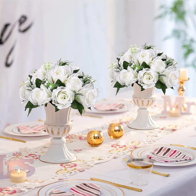 Sziqiqi Artificial Flowers Silk Rose Flowers for Wedding Centerpiece Party Birthday Anniversary Floral Arrangement Decorations