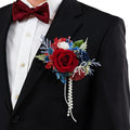 TINGE TIME Boutonniere for Men Wedding,Groom and Best Man Boutonniere for Wedding, Prom, Homecoming, Anniversary, Graduation, Christmas Dinner (1, Red & Navy Blue)