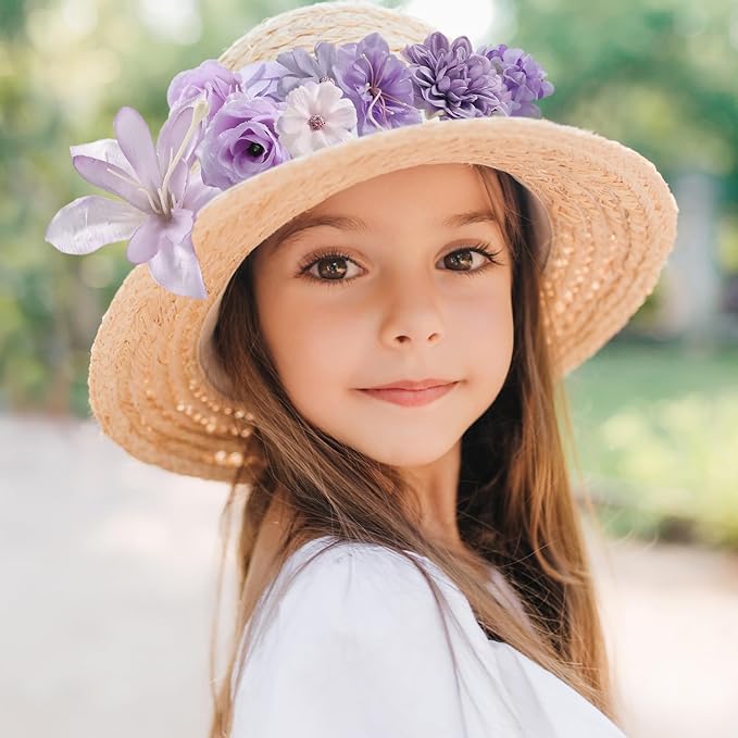 Fake Flower Heads for Crafts - Purple Silk Artificial Roses, Peonies, Daisies & Mini Floral Heads Bulk (48-Pack) for Wedding Decor, Graduation Cap, Cake Topper, Baby Shower, Home Decoration