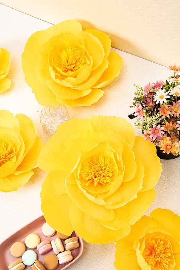 6 Pcs 3D Paper Flower Decoration for Party, Wedding Decoration, Background Wall, Nursery Room Decoration, Bridal Shower, Baby Shower