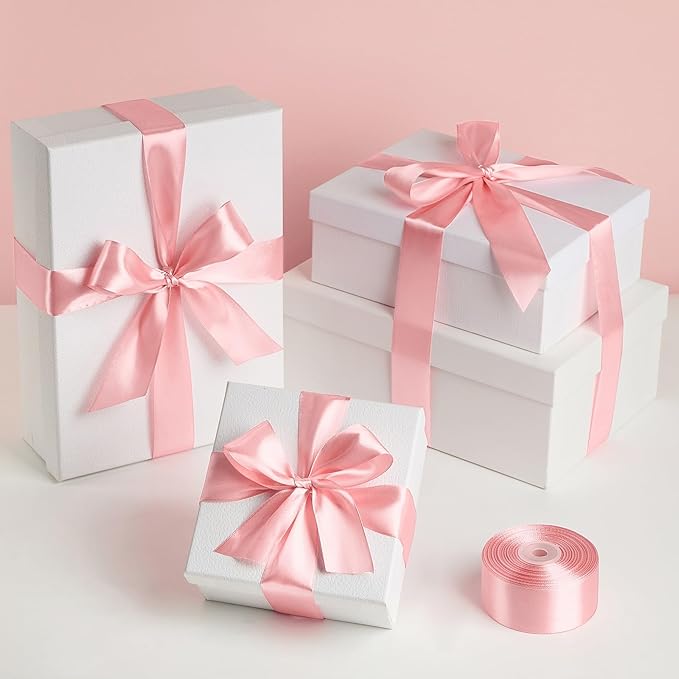 1-1/2 Inch Wide Rose Gold Satin Ribbon, 50 Yards Solid Polyester Fabric Ribbon for Roses Making, Gift Wrapping, Christmas, Wedding Decorations, Crafts, Bows