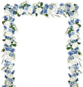 Lvydec 2 Pack Artificial Peony Flower Garland - 6ft Silk Peony Red Flower Garland Arch Flower Vine for Wedding Party Table Decoration(Blue and White)