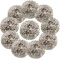 Flojery Silk Hydrangea Heads Artificial Flowers Heads with Stems for Home Wedding Decor,Pack of 10 (Gray)