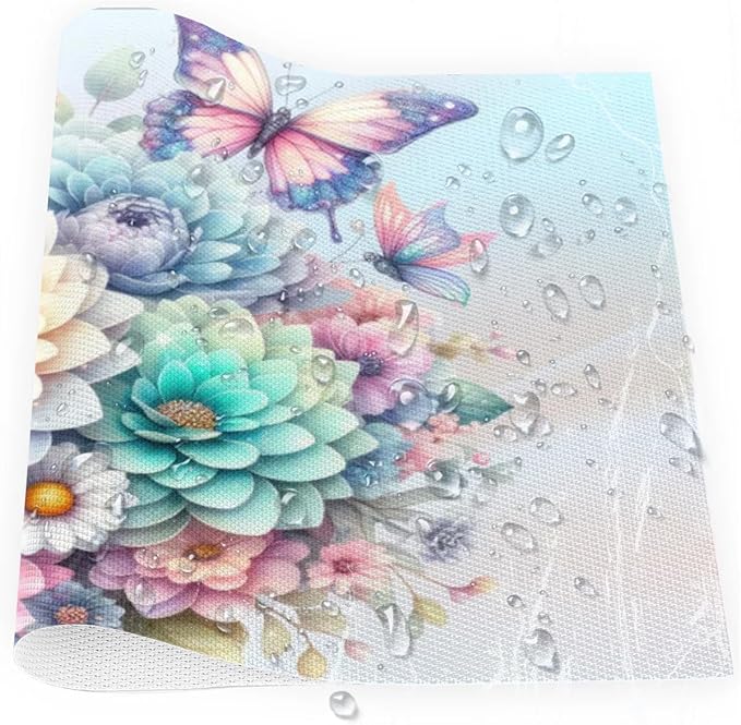 PVC Placemats Set of 6 Spring Flower Floral Wipeable Table Mats Washable Heat Resistant Non Slip Vinyl Dining Table Mat for Kithen Indoor Outdoor Patio Farmhouse Place Mats Decorative